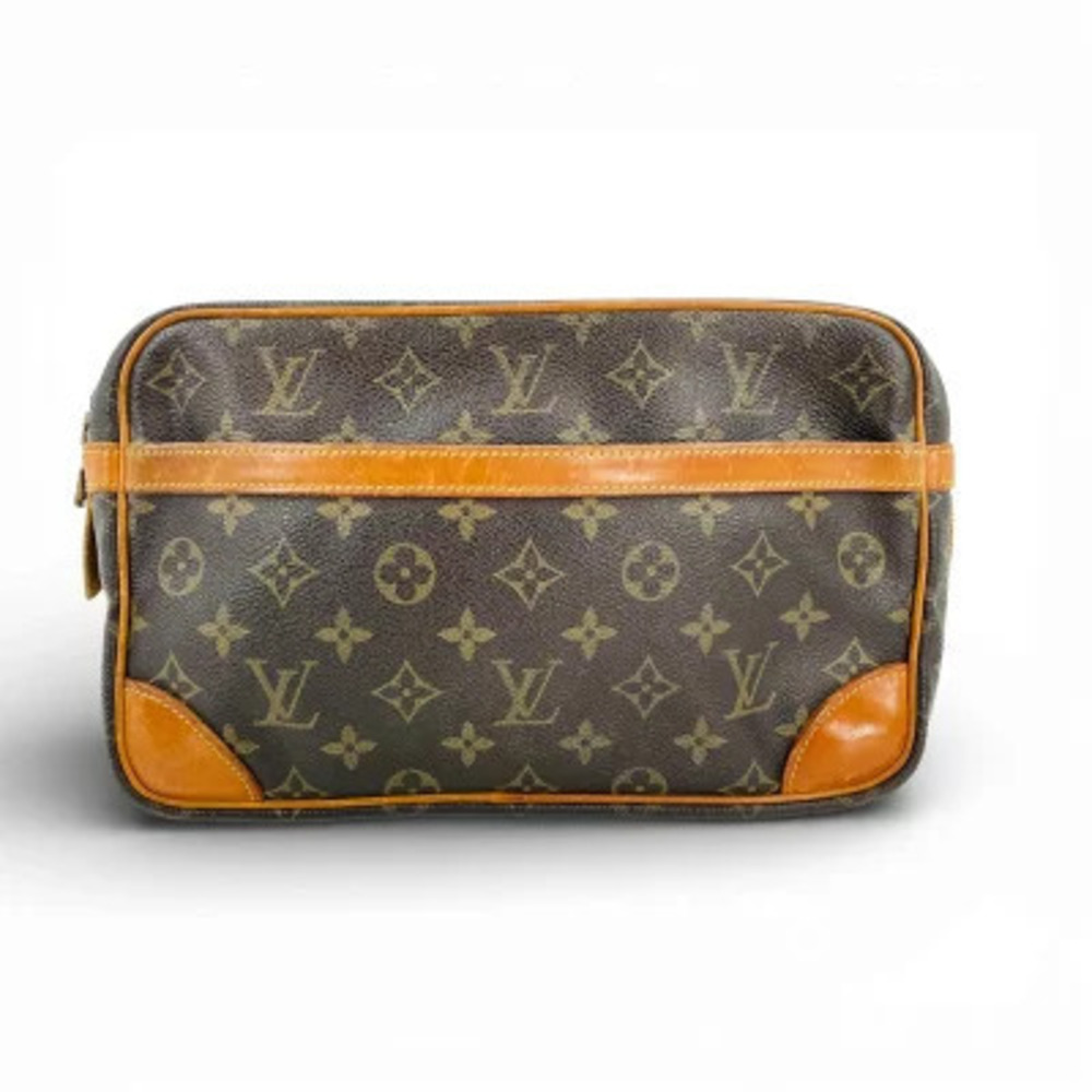 Louis Vuitton Monogram Compiegne Clutch Bag Canvas Leather Brown